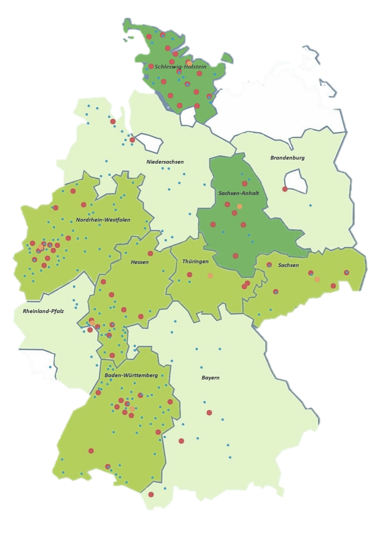 Karte zu Projekten in Deutschland mit Ausländerbehörden